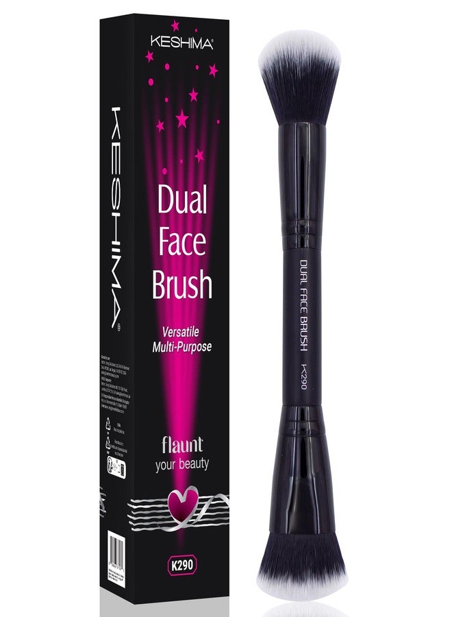 Keshima Dual-Ended Blush, Bronzer & Contour Makeup Brush - Dense Liquid End & Fluffy Powder End, Multi-Purpose Blending and Buffing for an Airbrush Finish, Works with Liquid, Cream & Powder, Black - Image 1